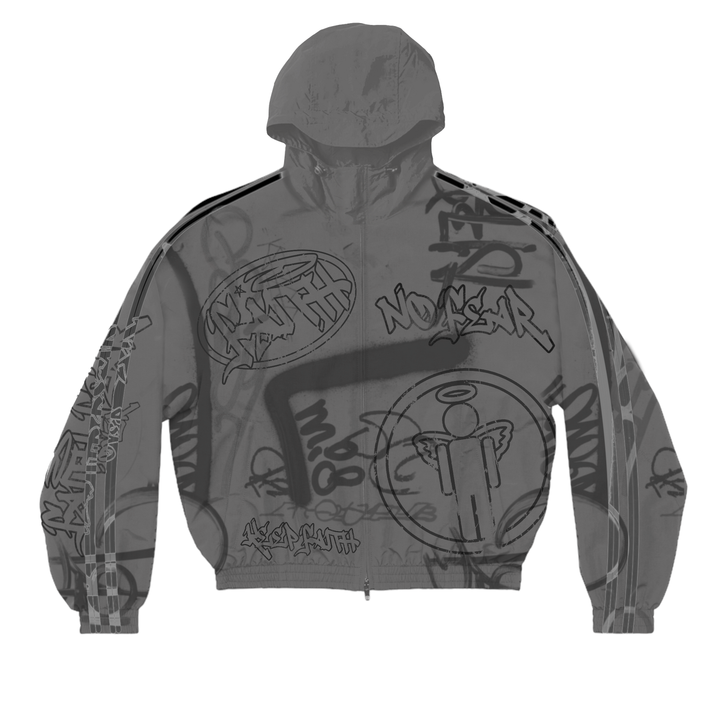 Grey "Graffiti Windbreaker Jacket"