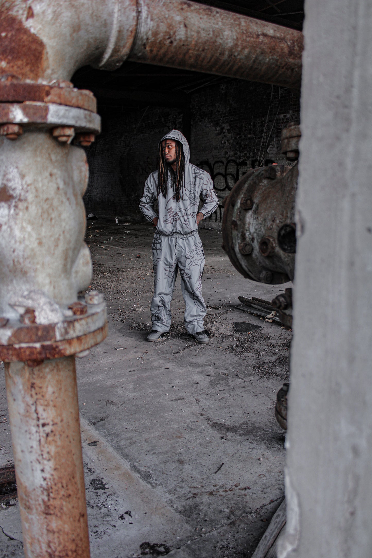Grey "Graffiti Windbreaker Pants"